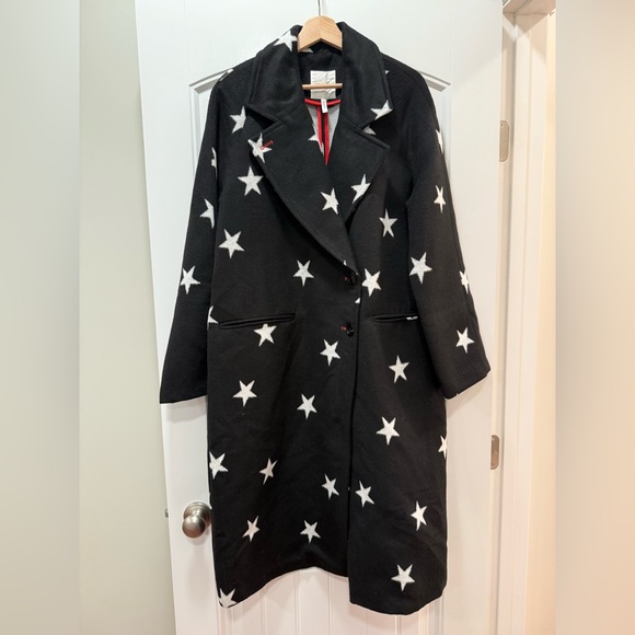 Avec Les Filles Jackets & Blazers - Avec Les Filles Star Print Coat in Navy and White